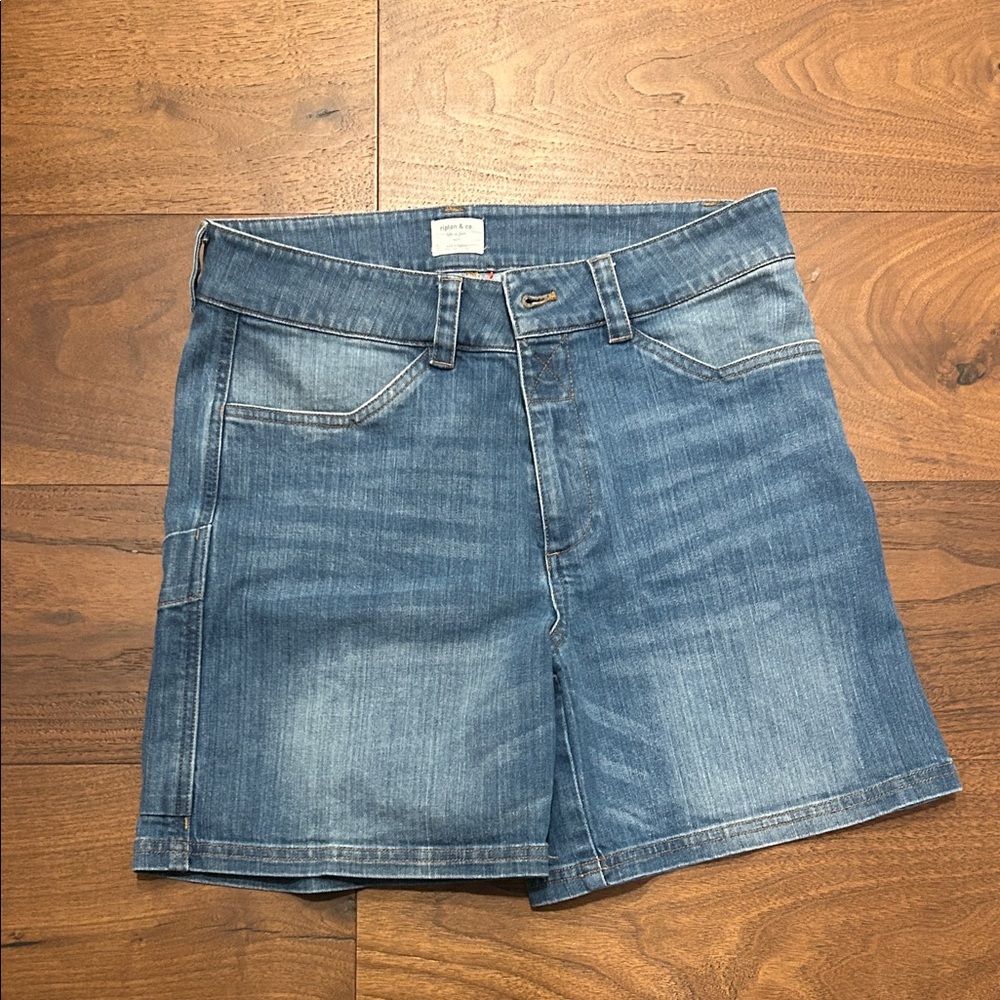 Mid-Rise Blue Denim Jean Shorts for Women